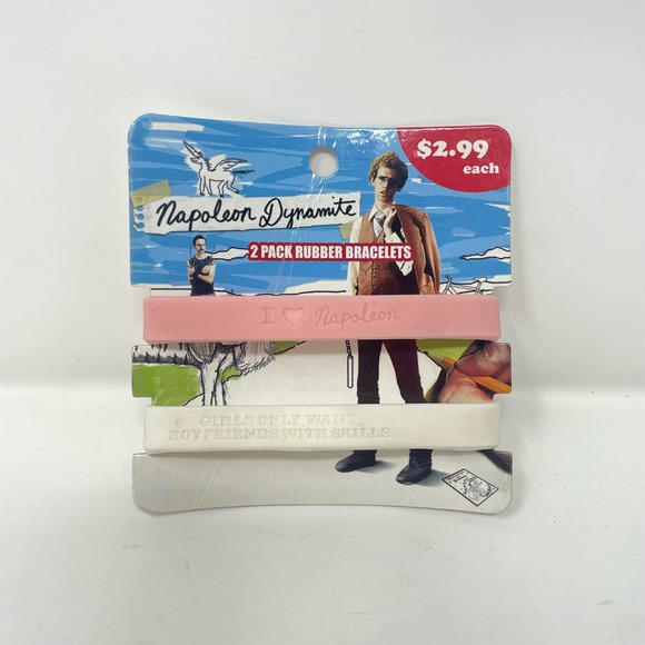 NEW Original Napoleon Dynamite Rubber Bracelets 2 Pack - Picture 1 of 3